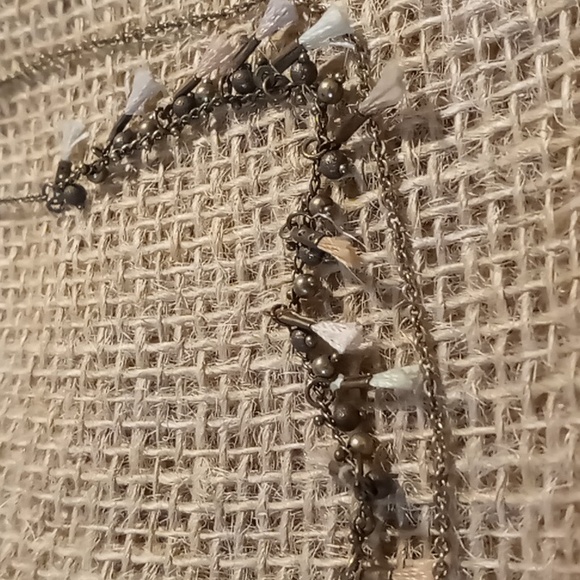Boho long tassel necklace on blackened chain 36 inches long layered - Picture 3 of 3